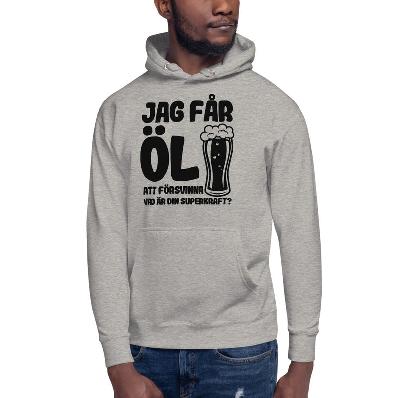 Hoodie med texten - "Jag får öl att försvinna"