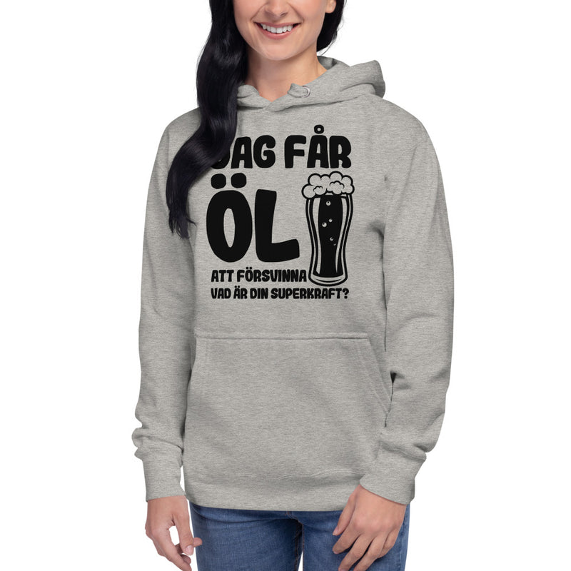 Hoodie med texten - "Jag får öl att försvinna"