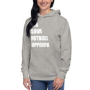 Hoodie med texten "ÄTA SOVA FOTBOLL UPPREPA"