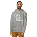 Hoodie med texten "Väntar på en enhörning"