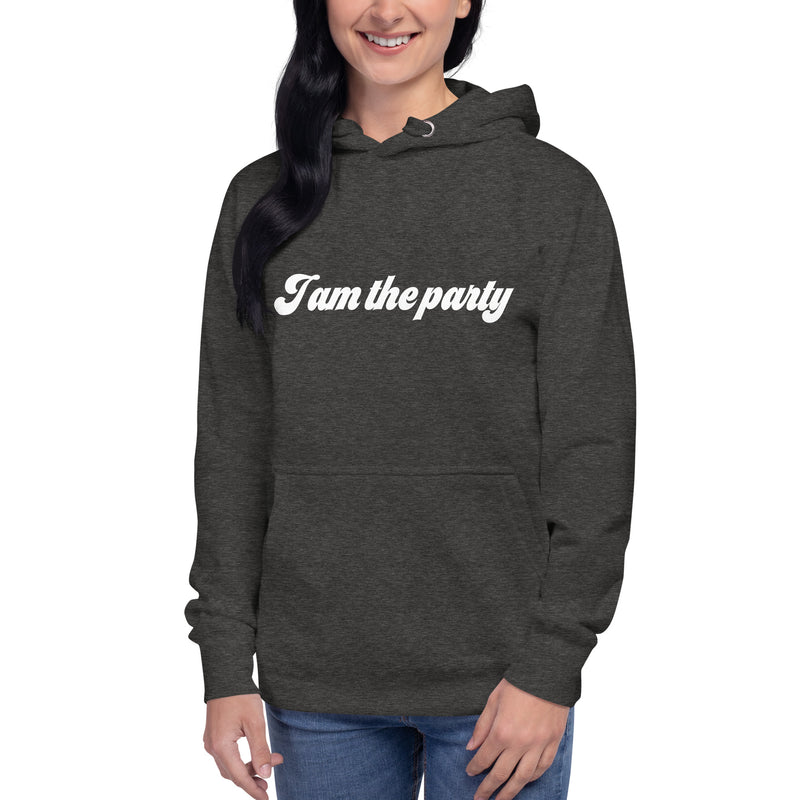 Hoodie med texten "I am the party"