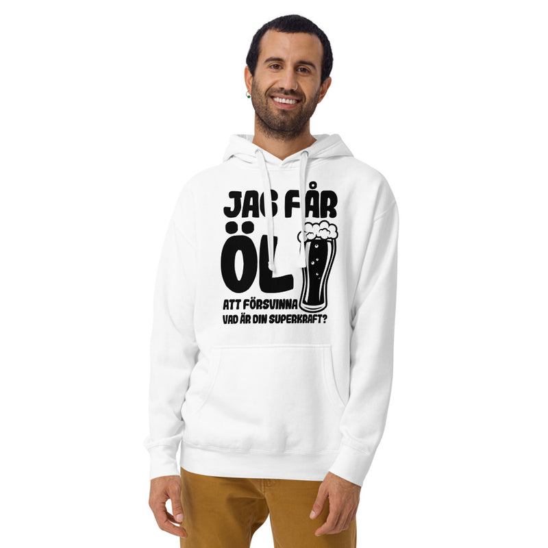Hoodie med texten - "Jag får öl att försvinna"