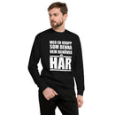 Sweatshirt med texten "Med en kropp som denna vem behöver hår"
