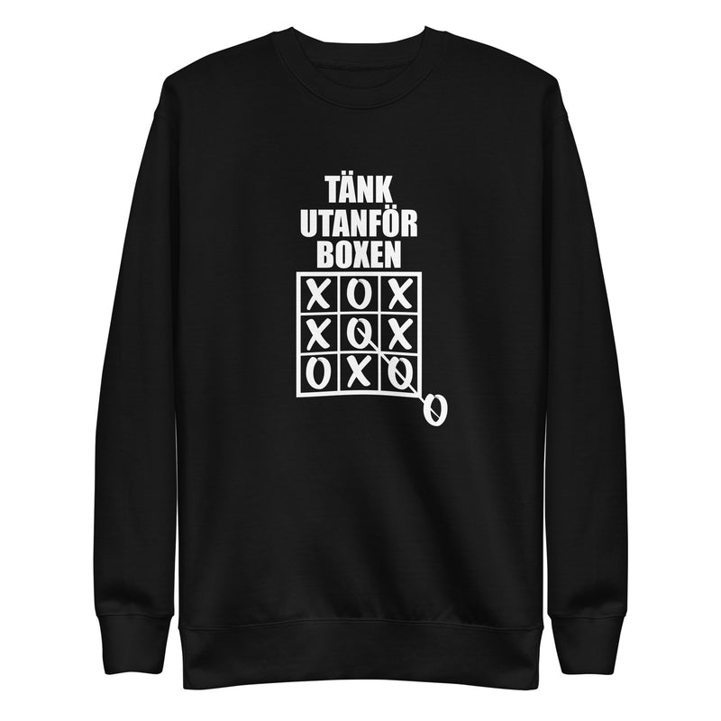 Sweatshirt med texten "Tänk utanför boxen"
