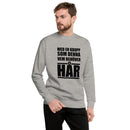 Sweatshirt med texten "Med en kropp som denna vem behöver hår"