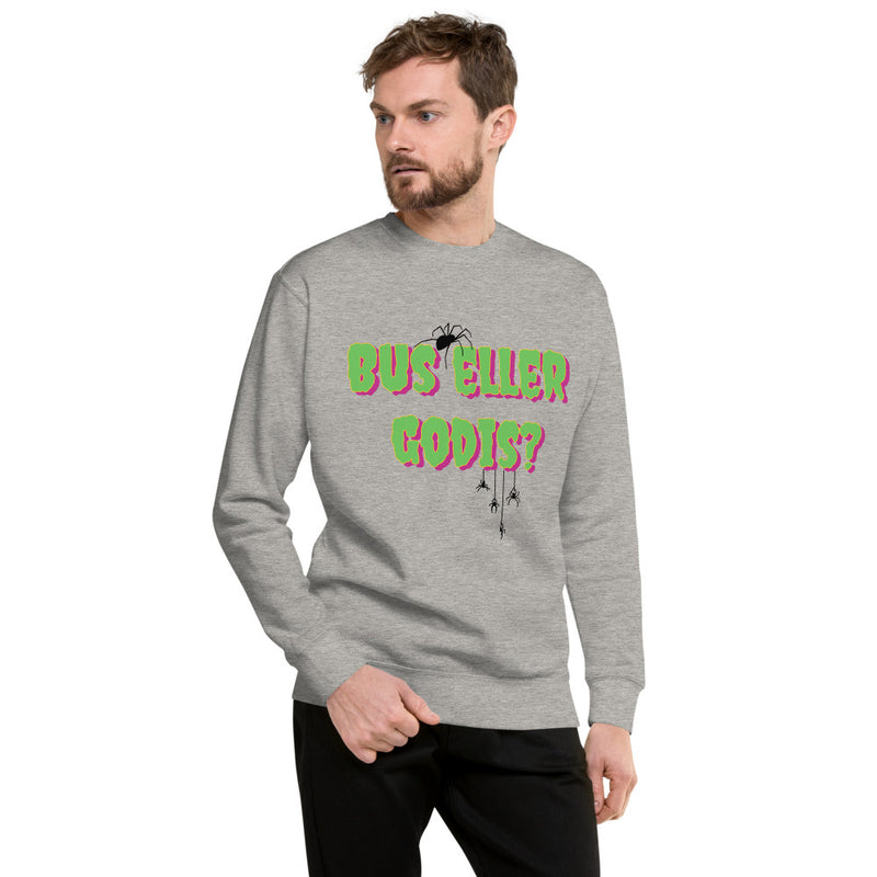 Sweatshirt med texten "Bus eller godis?"
