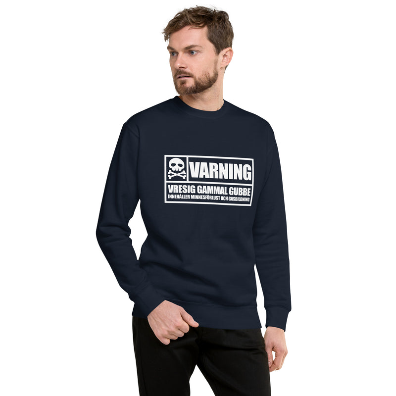 Sweatshirt med texten "Varning! Vresig gammal gubbe"