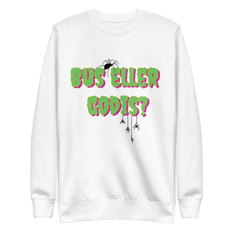 Sweatshirt med texten "Bus eller godis?"