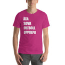 T-shirt med bild texten "ÄTA SOVA FOTBOLL UPPREPA"