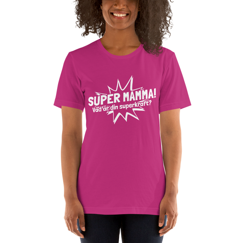 T-shirt med bild texten "SUPER MAMMA"