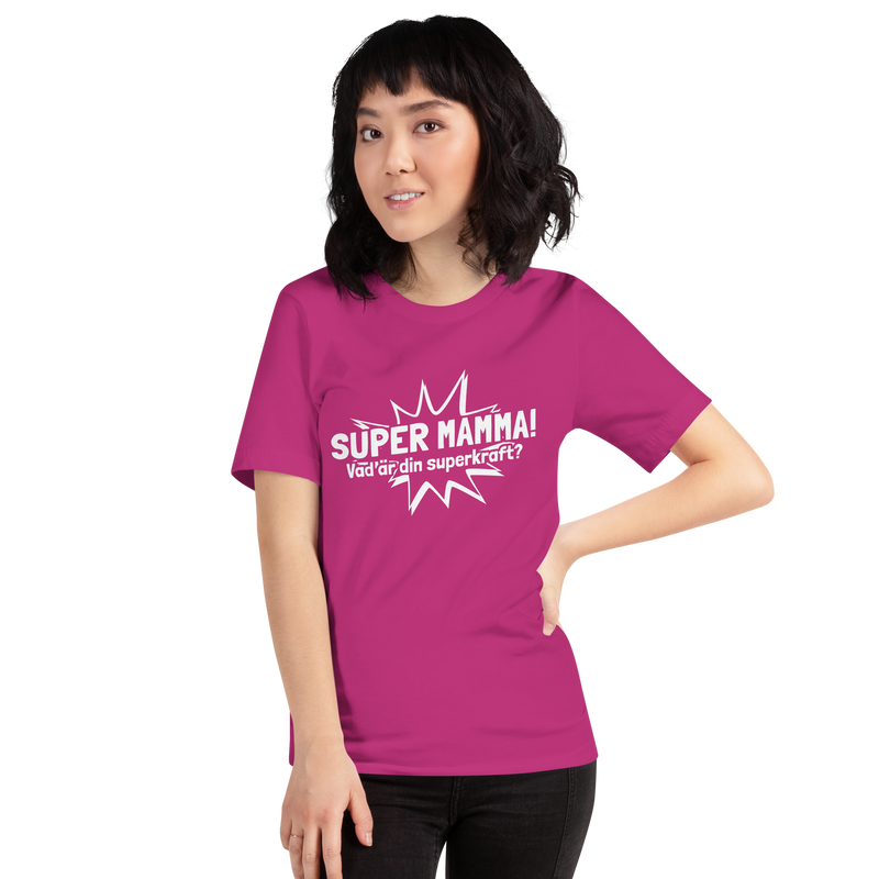 T-shirt med bild texten "SUPER MAMMA"