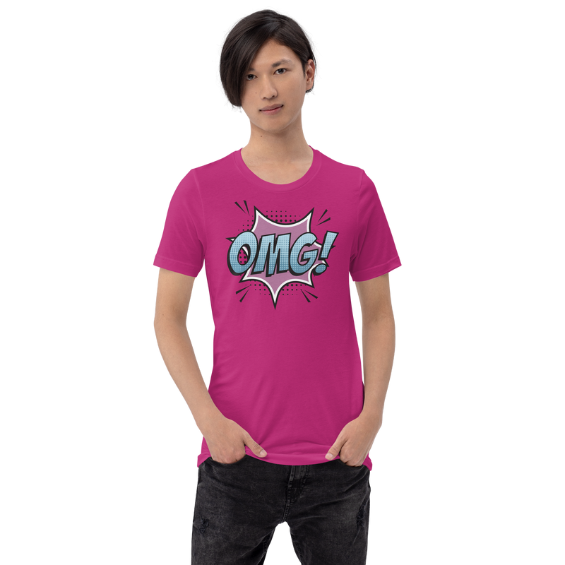 T-shirt med bild texten "OMG!"