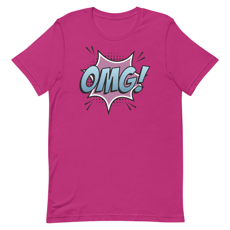 T-shirt med bild texten "OMG!"