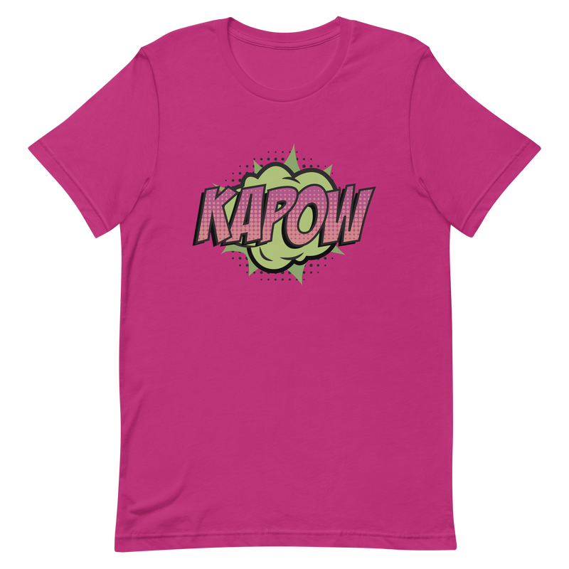 T-shirt med bild texten "KAPOW"