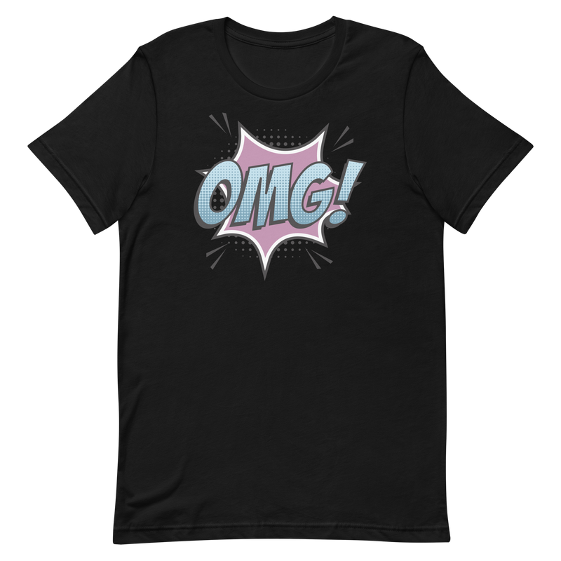 T-shirt med bild texten "OMG!"