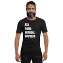 T-shirt med bild texten "ÄTA SOVA FOTBOLL UPPREPA"