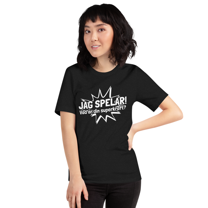 T-shirt med bild texten "Jag spelar"