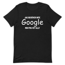 T-shirt med texten "Jag behöver inte google, min fru vet allt"