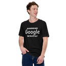 T-shirt med texten "Jag behöver inte google, min fru vet allt"