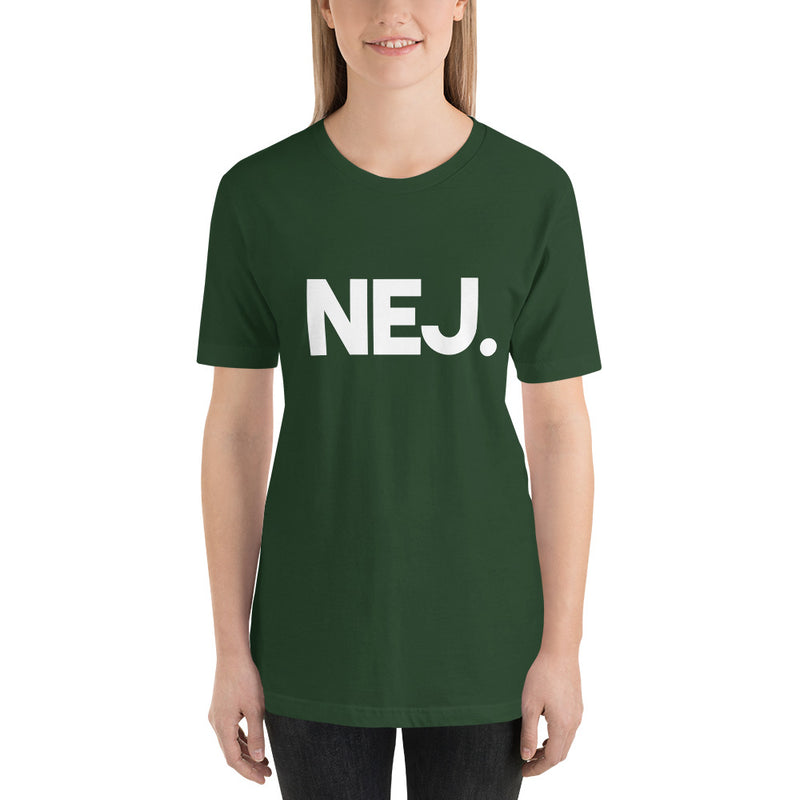 T-shirt med bild texten "NEJ."