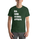 T-shirt med bild texten "ÄTA SOVA FOTBOLL UPPREPA"