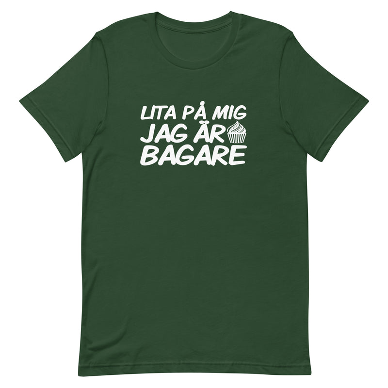 T-shirt med bild texten "Lita på mig, jag är bagare"