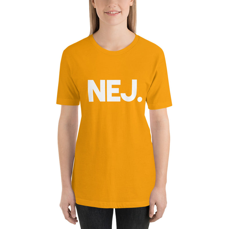 T-shirt med bild texten "NEJ."