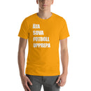 T-shirt med bild texten "ÄTA SOVA FOTBOLL UPPREPA"