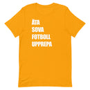 T-shirt med bild texten "ÄTA SOVA FOTBOLL UPPREPA"