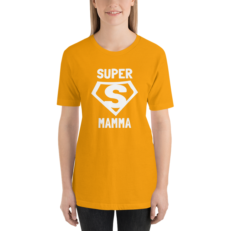 T-shirt med bild texten "SUPER MAMMA"