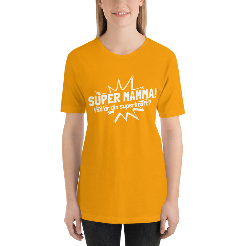 T-shirt med bild texten "SUPER MAMMA"