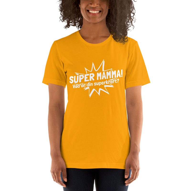 T-shirt med bild texten "SUPER MAMMA"