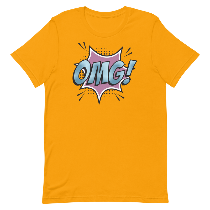 T-shirt med bild texten "OMG!"
