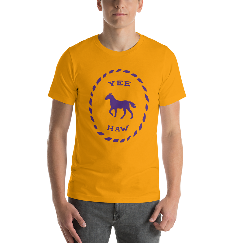 T-shirt med bild texten "YEE HAW"