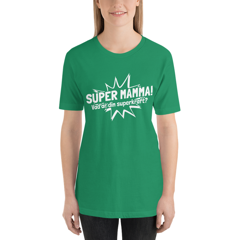 T-shirt med bild texten "SUPER MAMMA"