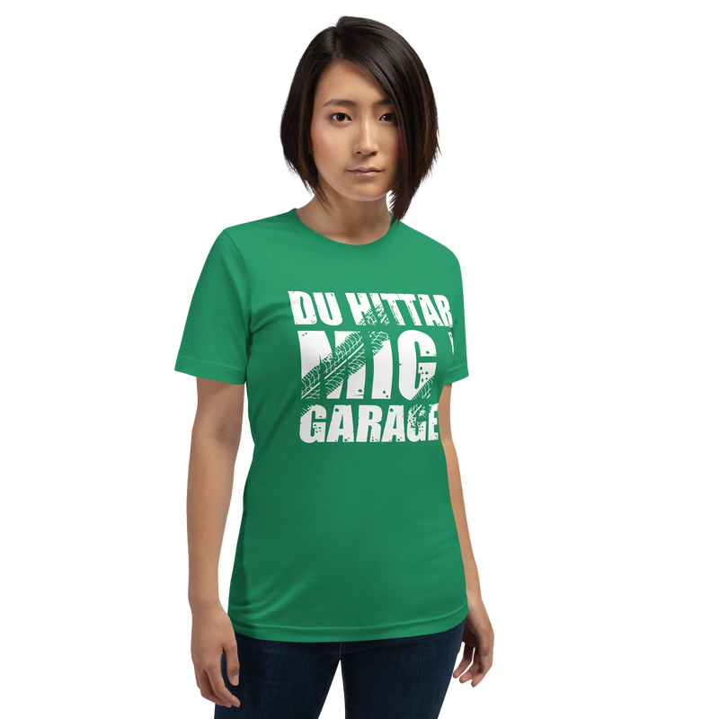 T-shirt med bild texten "Du hittar mig i garaget"
