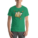 T-shirt med bild texten "ZAP"