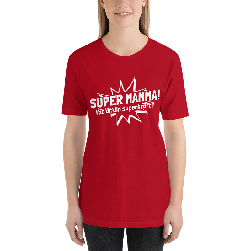 T-shirt med bild texten "SUPER MAMMA"