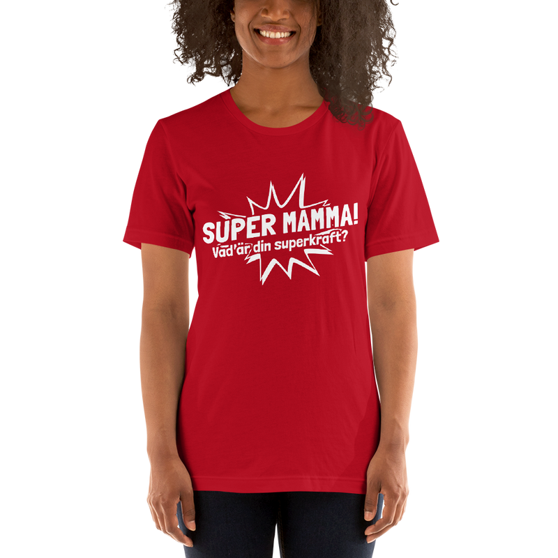 T-shirt med bild texten "SUPER MAMMA"