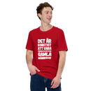 T-shirt med bild texten "Det är konstigt att vara samma ålder som gamla människor"