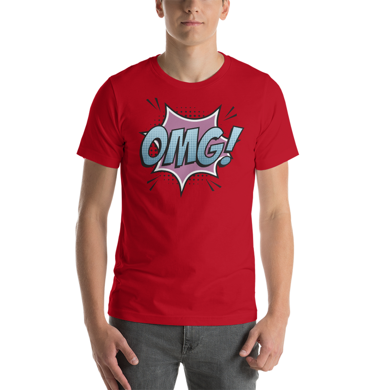 T-shirt med bild texten "OMG!"