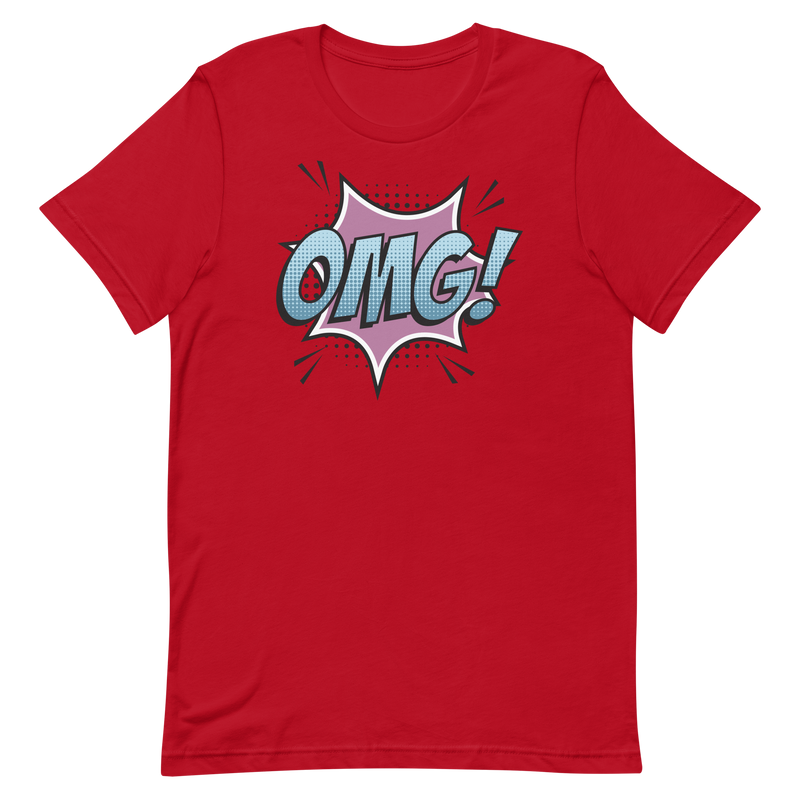 T-shirt med bild texten "OMG!"