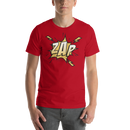 T-shirt med bild texten "ZAP"