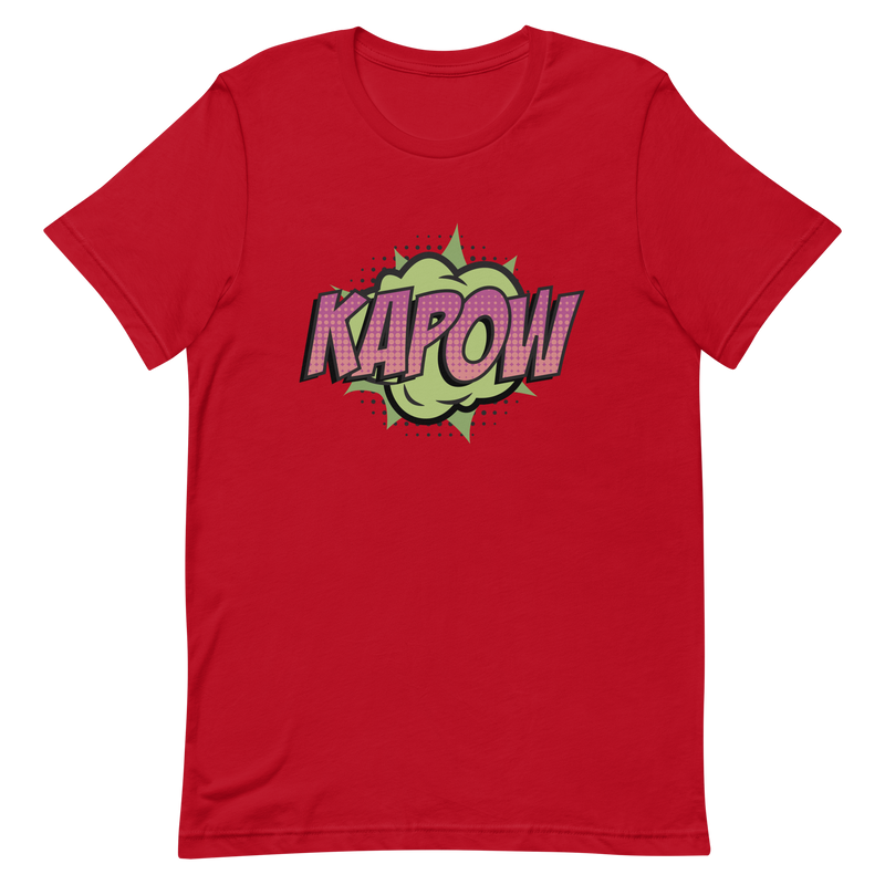 T-shirt med bild texten "KAPOW"