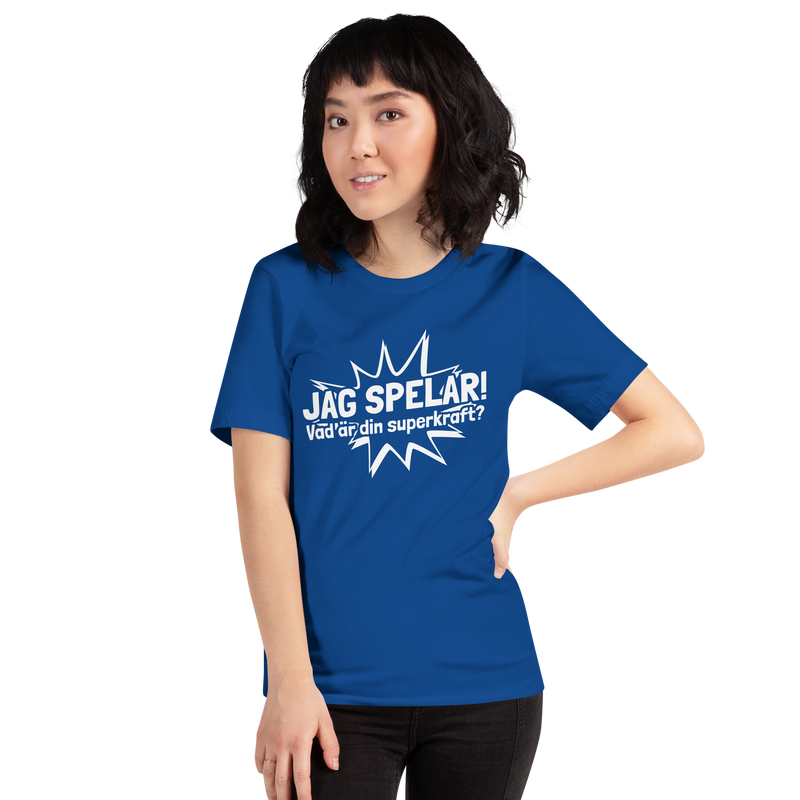T-shirt med bild texten "Jag spelar"