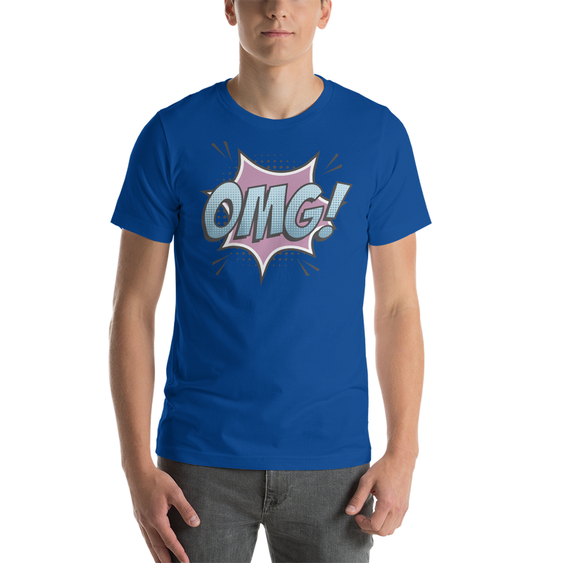 T-shirt med bild texten "OMG!"