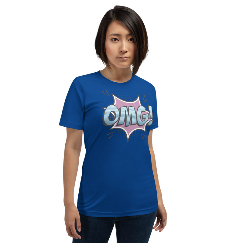 T-shirt med bild texten "OMG!"