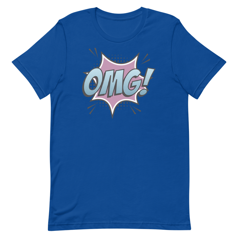 T-shirt med bild texten "OMG!"