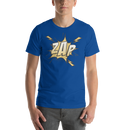 T-shirt med bild texten "ZAP"
