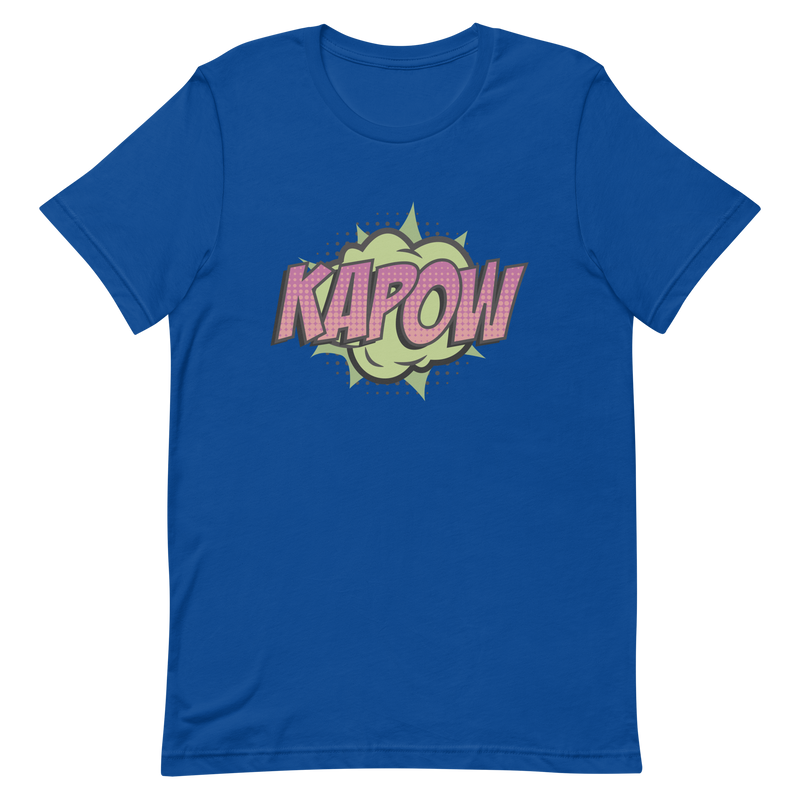 T-shirt med bild texten "KAPOW"